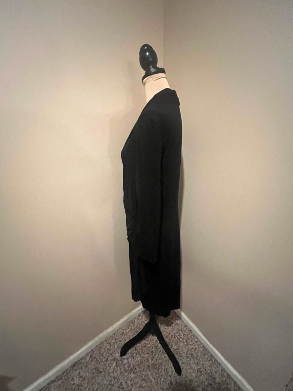 Belle by Kim Gravel Black Long-Sleeve Draped Wrap Dress - Picture 3 of 9